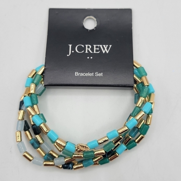 J. Crew Blue and Gold Elastic Beaded bracelet set - Picture 7 of 7